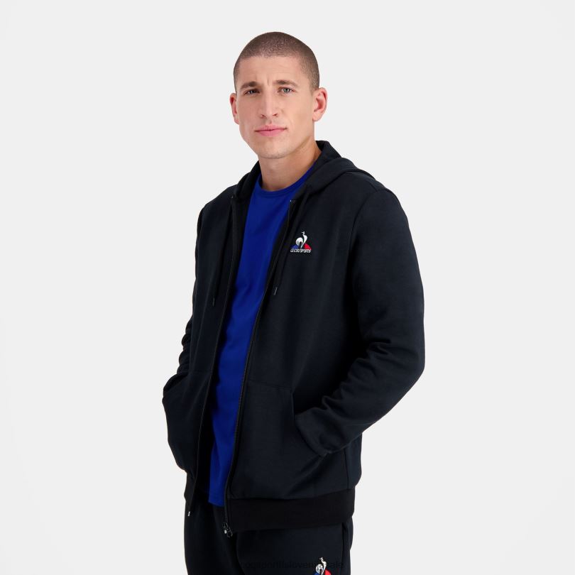 moški oblačila Le Coq Sportif pulover s kapuco in črno zadrgo 60J4R56