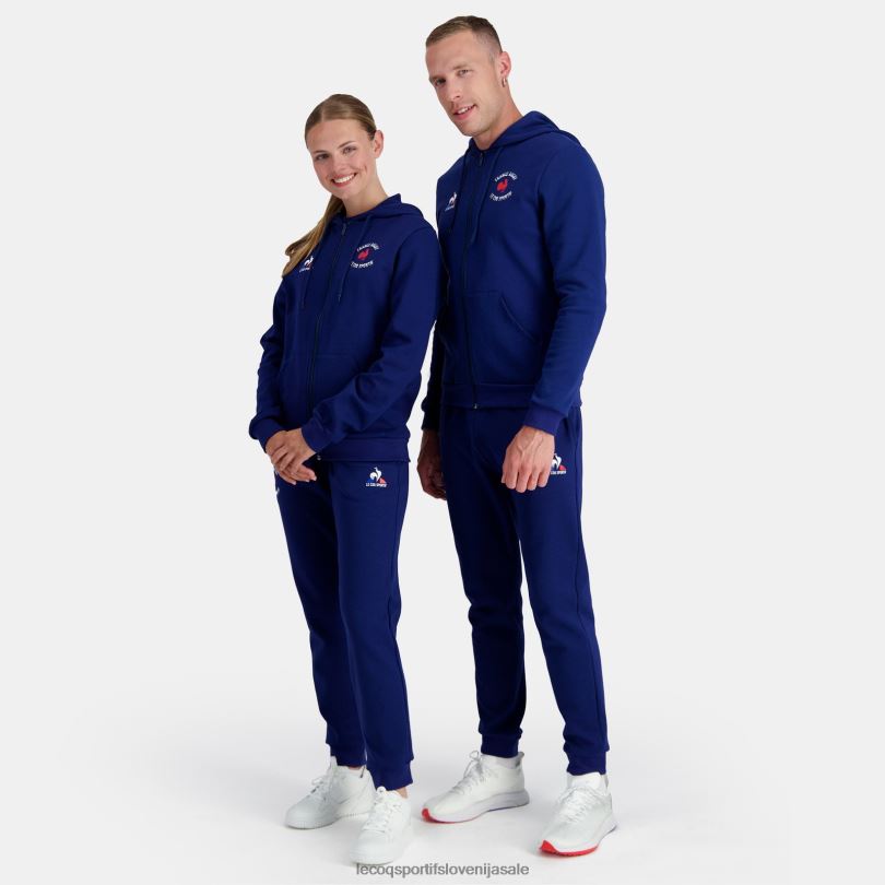 moški oblačila Le Coq Sportif pulover s kapuco in zadrgo - france rugby blue 60J4R28