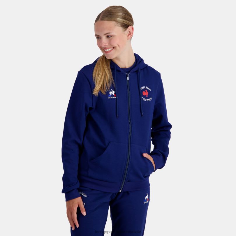 moški oblačila Le Coq Sportif pulover s kapuco in zadrgo - france rugby blue 60J4R28