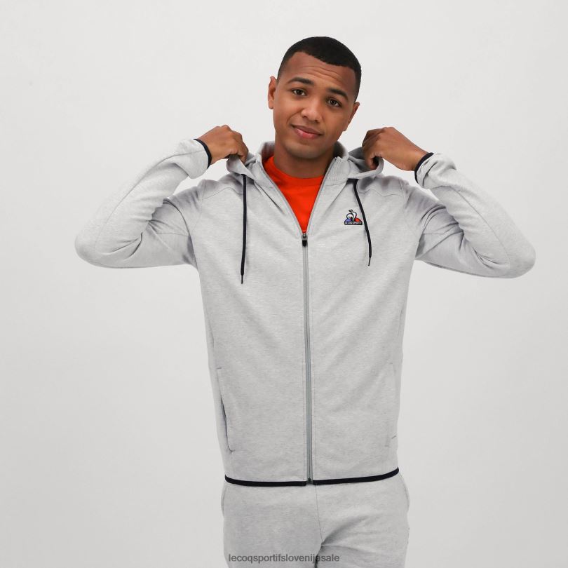 moški oblačila Le Coq Sportif siv pulover s kapuco in zadrgo 60J4R485
