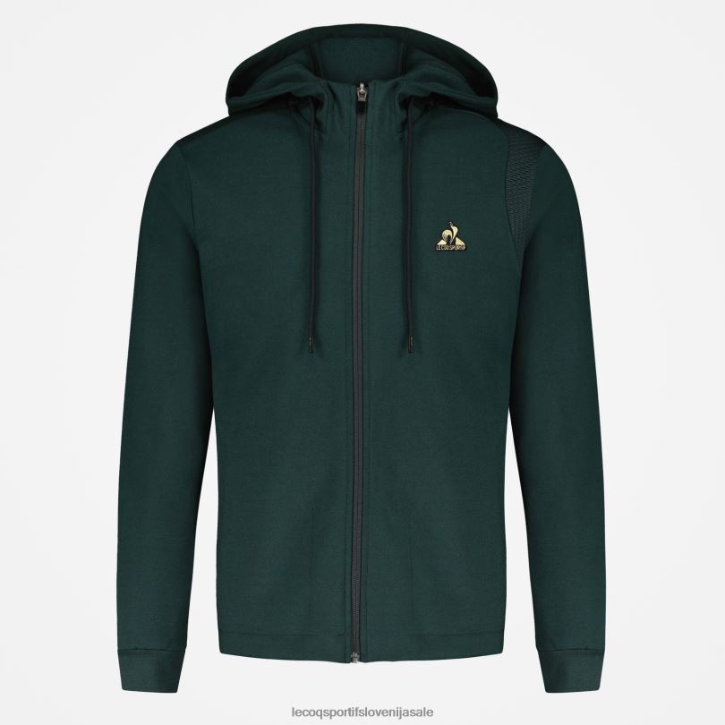 moški oblačila Le Coq Sportif zelen pulover s kapuco in zadrgo 60J4R462