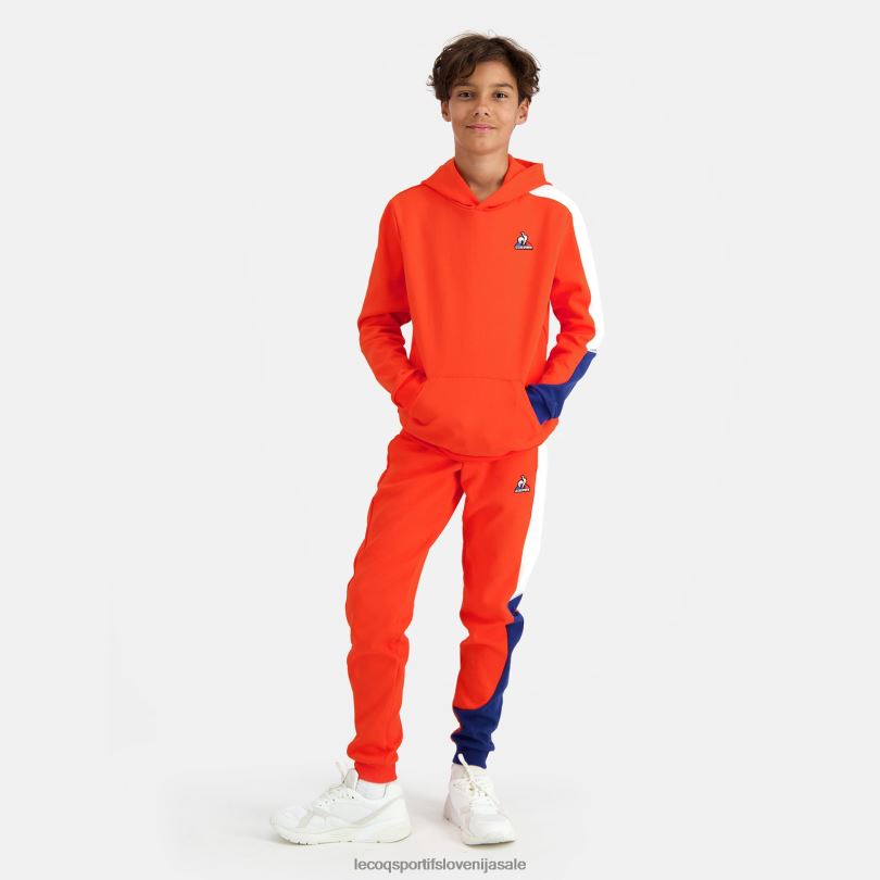 otroci oblačila Le Coq Sportif pulover s kapuco oranžen 60J4R643