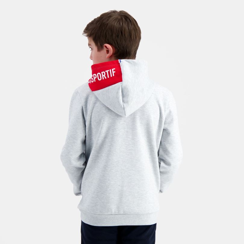otroci oblačila Le Coq Sportif pulover s kapuco siv 60J4R393