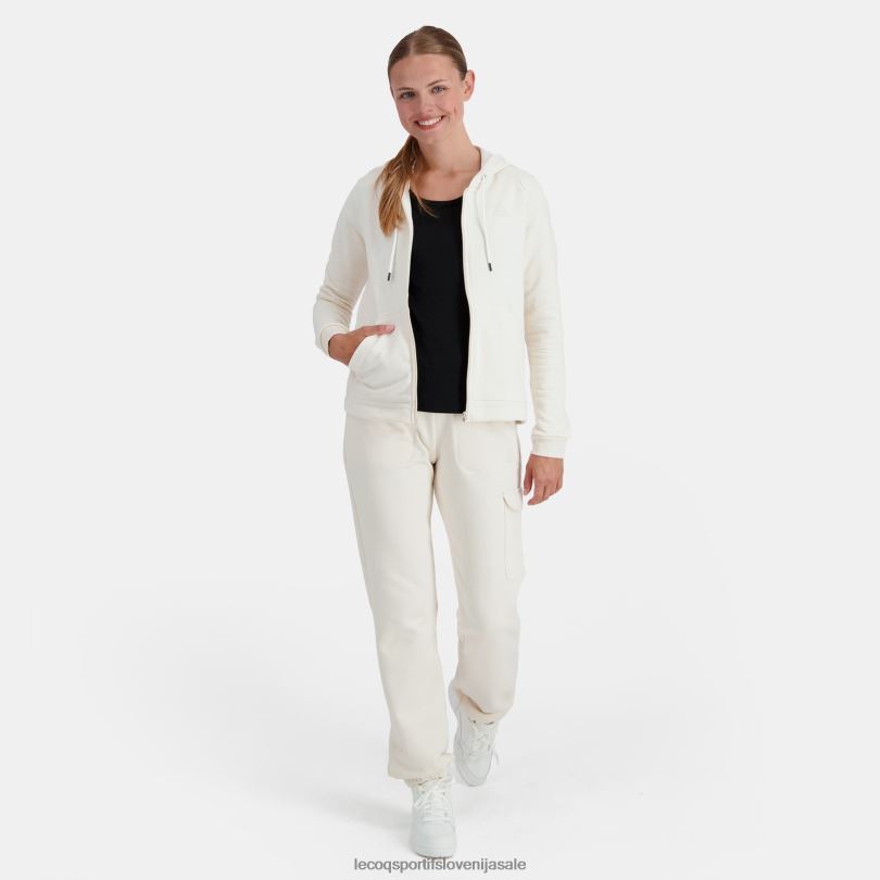 ženske oblačila Le Coq Sportif pulover s kapuco in zadrgo bele barve 60J4R309